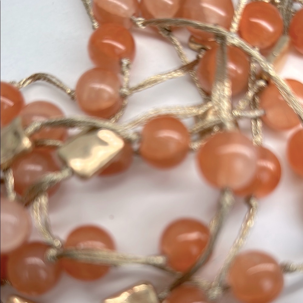 Pretty Gardenia Gold and Orange Crackle Beaded Multi Strand Necklace NWT! - Picture 11 of 13